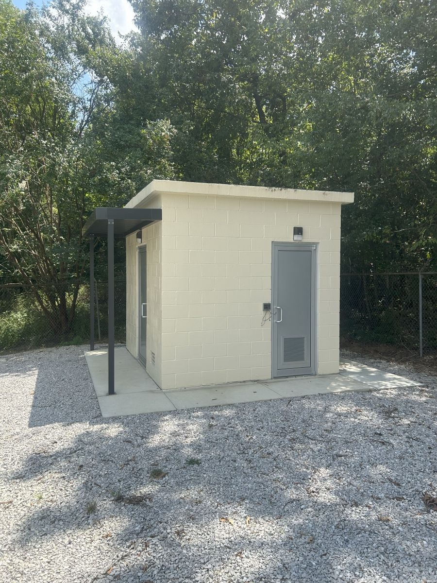 side view of a small block building