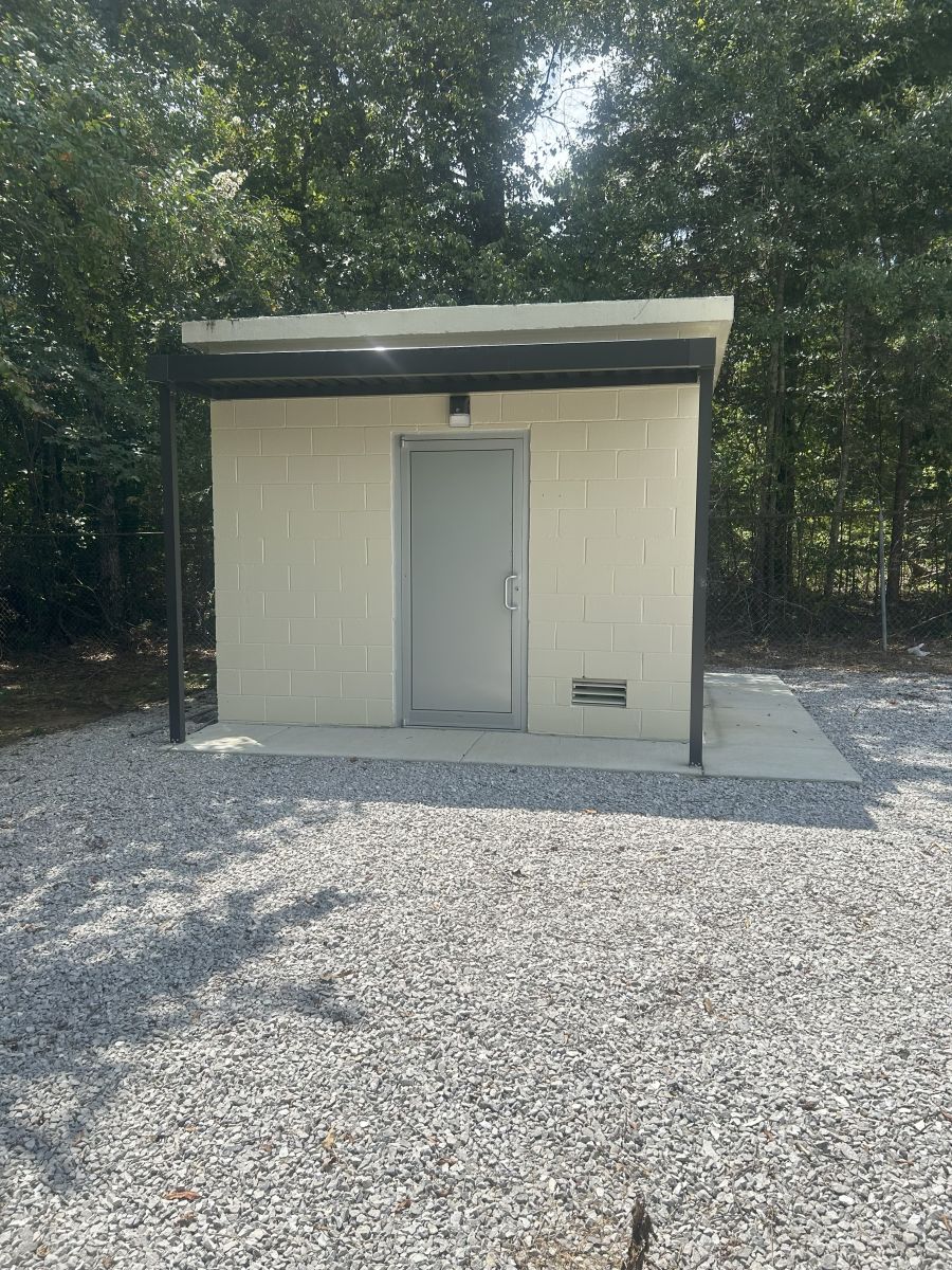 front view of a small block building